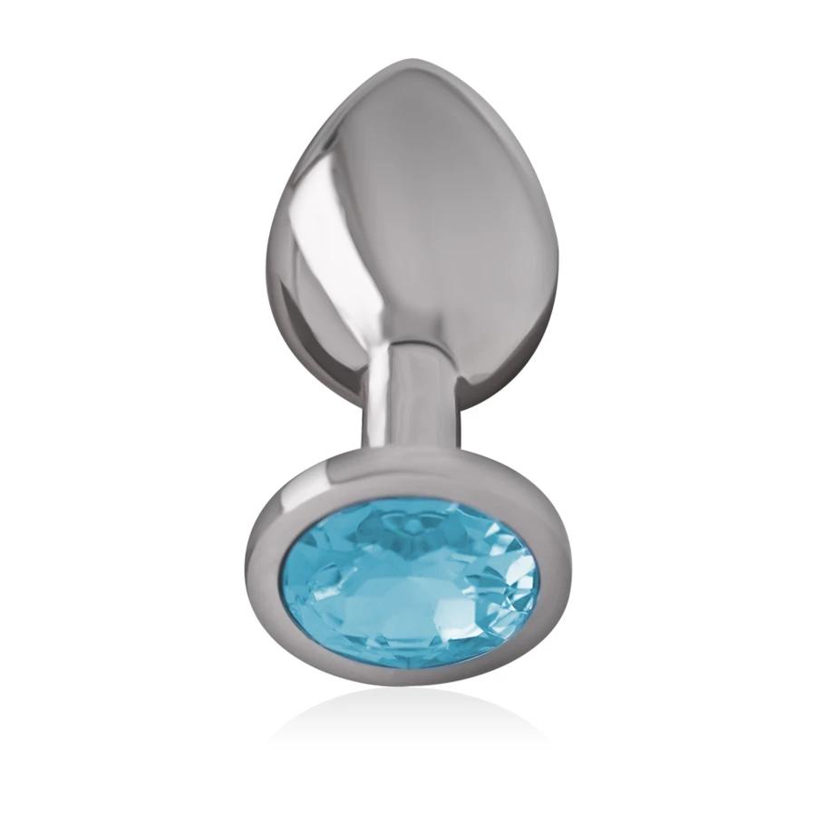 INTENSE - PLUG ANALE IN METALLO ALLUMINIO CON VETRO BLU TAGLIA M
